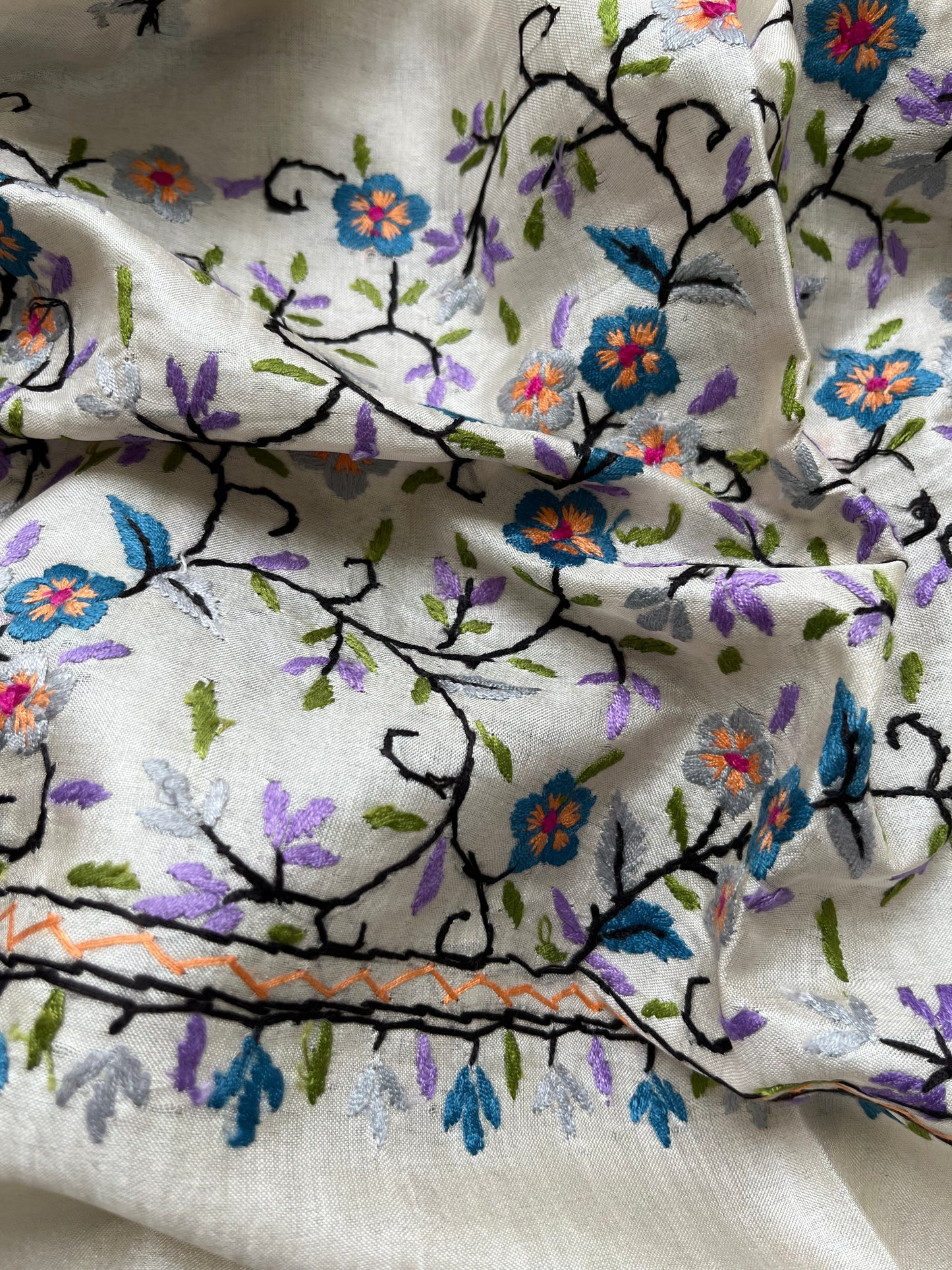 Silk needle work Dupatta mashru kurta Bottom fabric