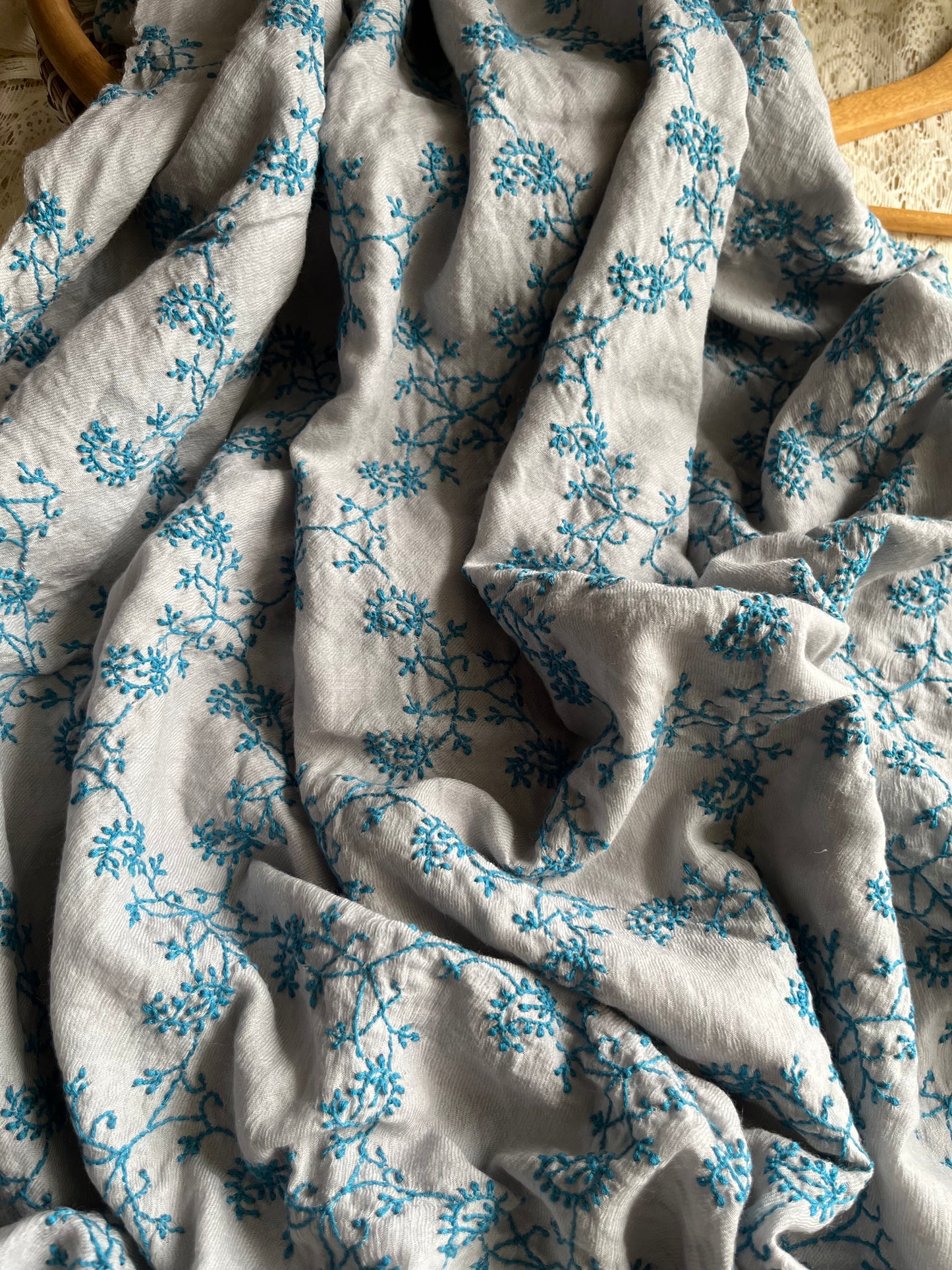 Pure wool chikankari shawl