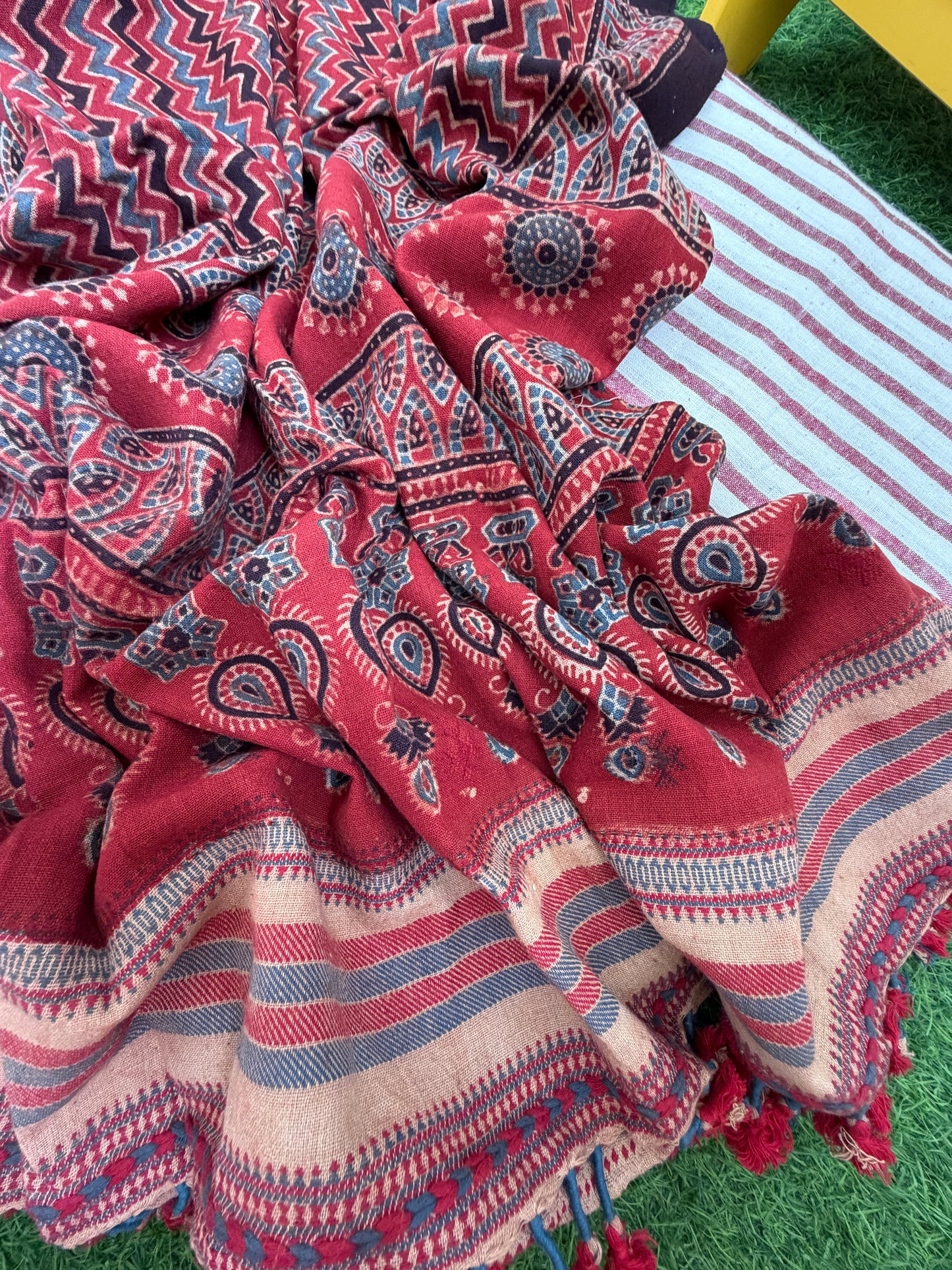 Kala Cotton stripe Kurta and ajrakh dupatta