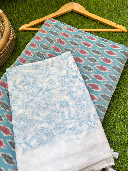 Ikkat (mercerised) kurta bottom and Mul tepchi dupatta