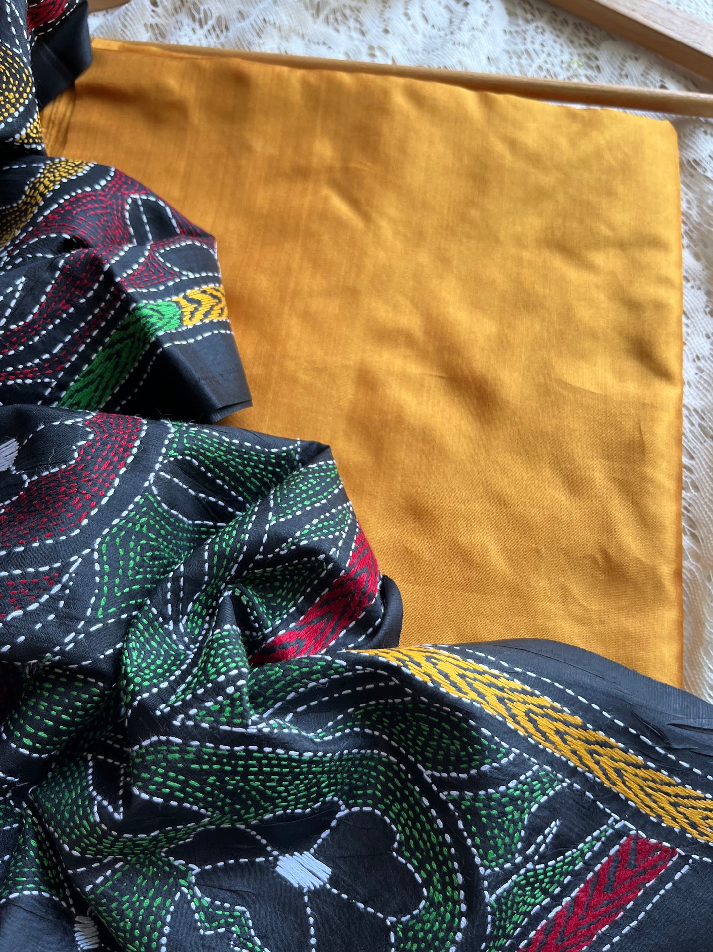 Silk Kantha Dupatta kurta bottom fabric