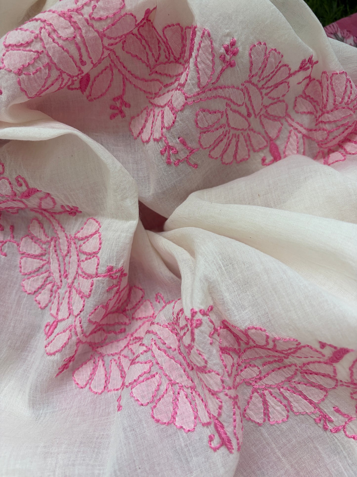 Cotton kurta bottom mul chikankari dupatta