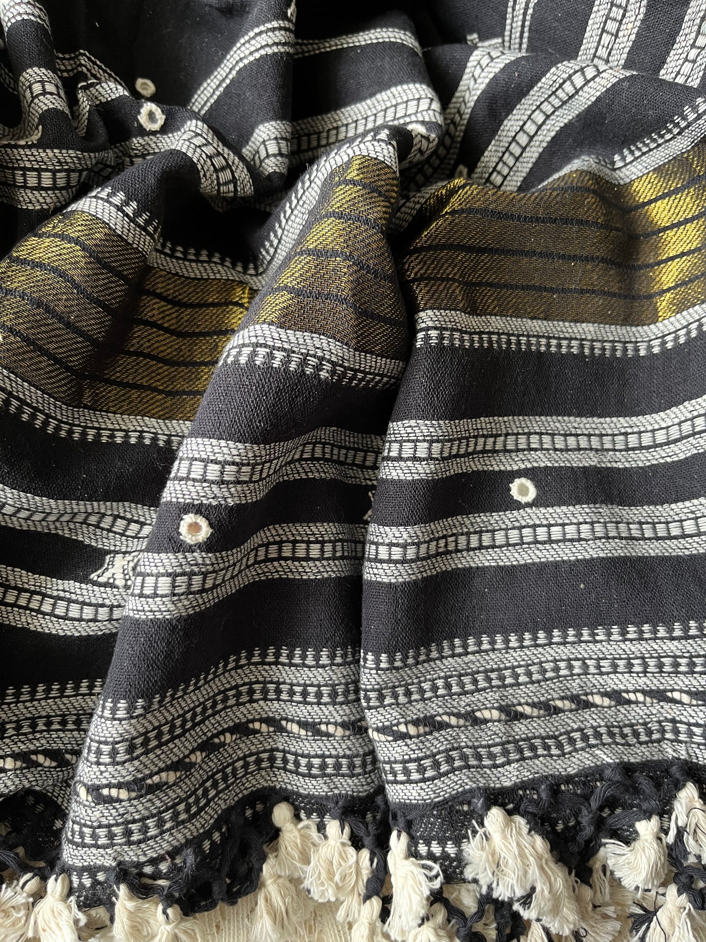 Handwoven organic kala Cotton kurta bottom dupatta