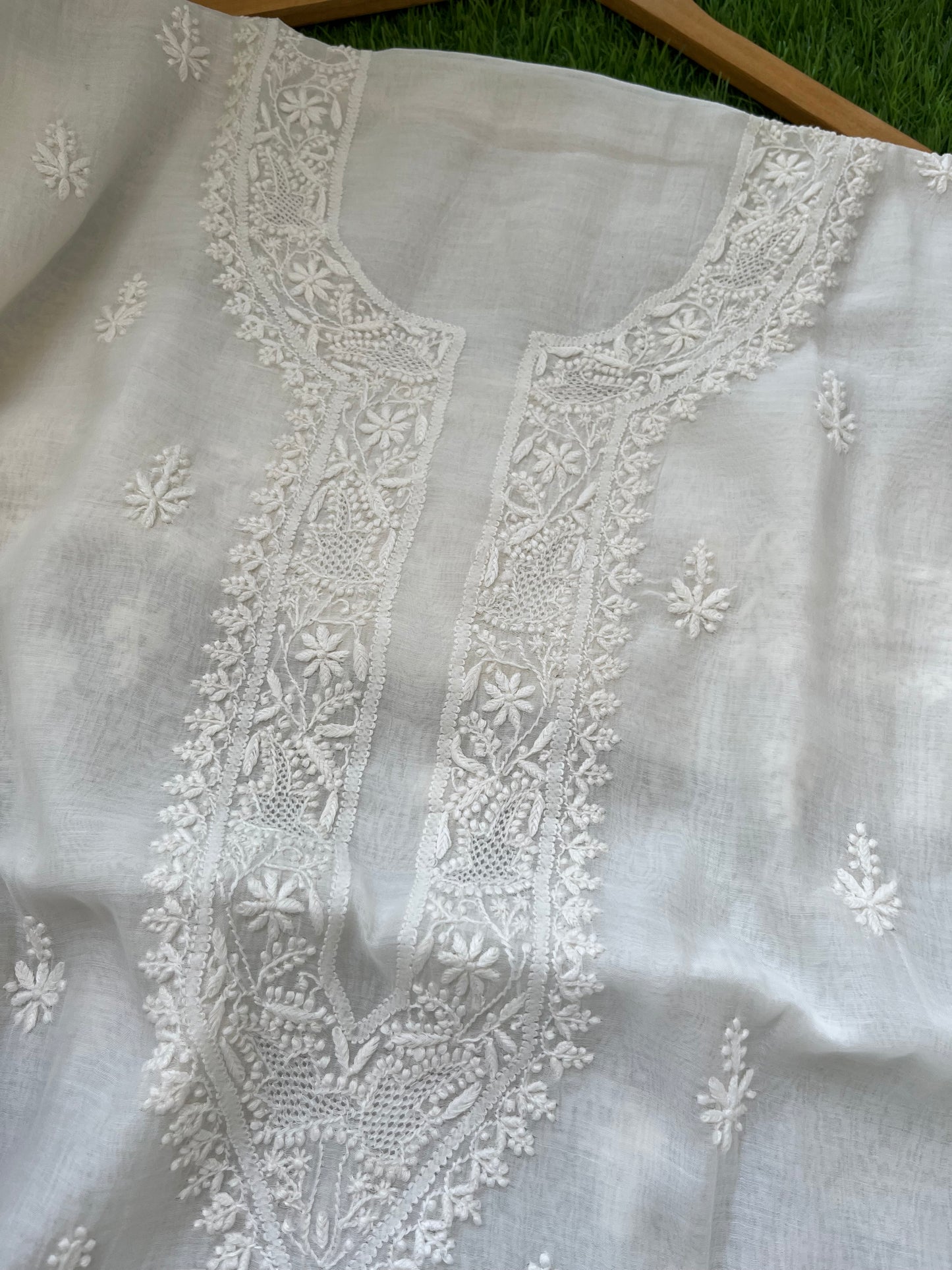 Chanderi chikankari kurta