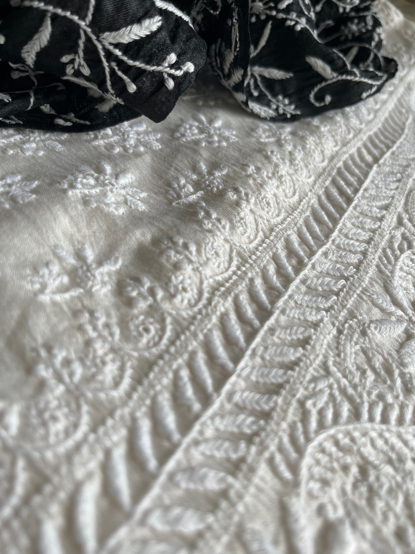 Chanderi Chikankari kurta with tussar dupatta