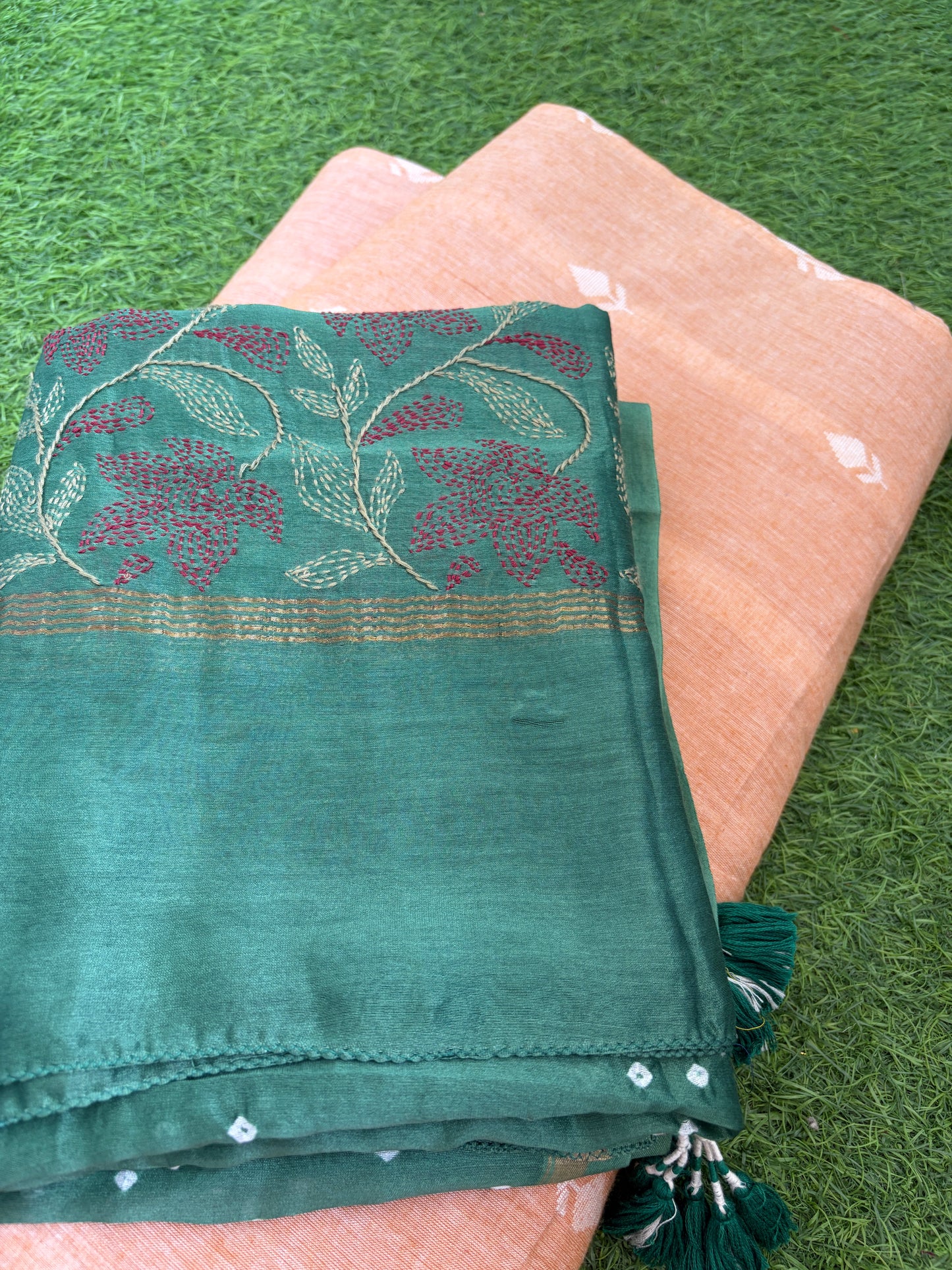 Plain mangalgiri kurta bottom pure chanderi bandhani chikankari dupatta