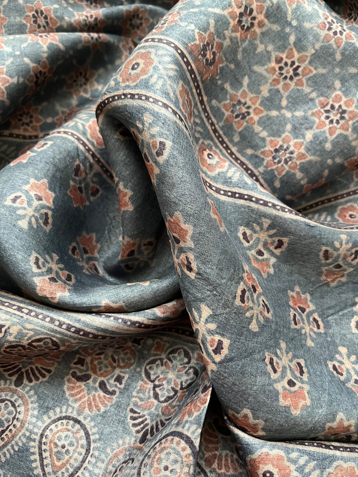 Tussar silk Ajrakh Kurta and dupatta