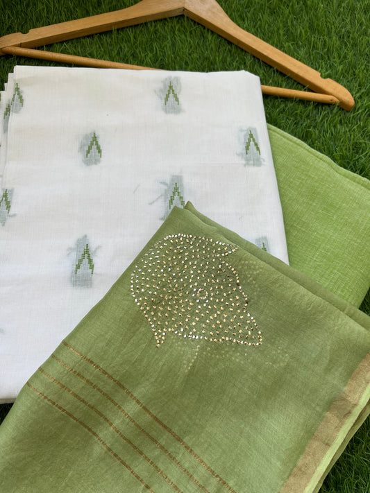 Chanderi Mukaish work Dupatta Mangalgiri cotton kurta bottom fabric