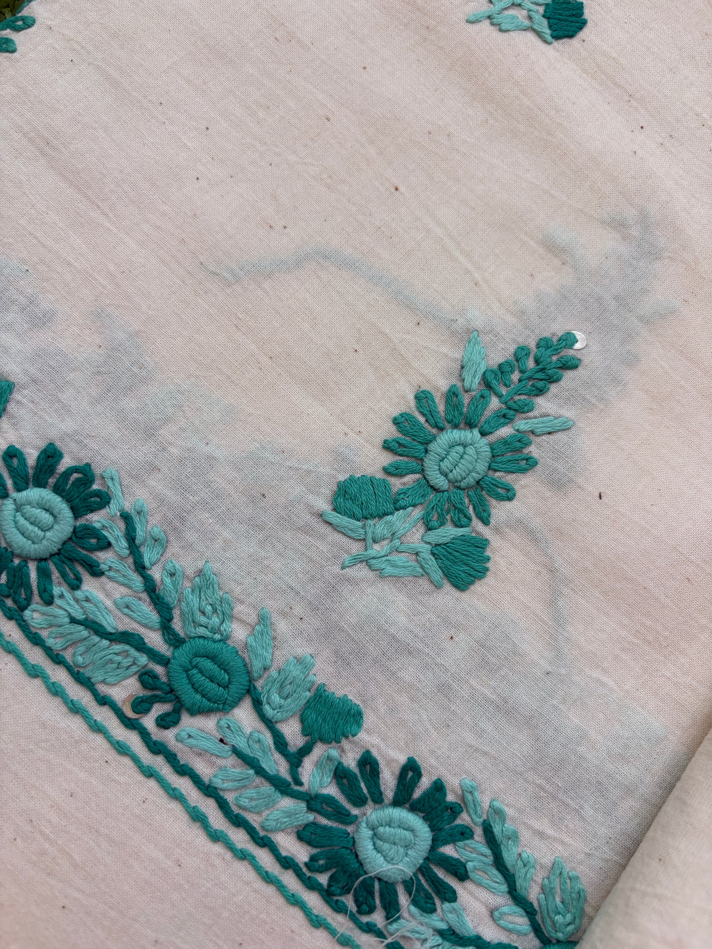 Handwoven Cotton knot work embroidered kurta fabric bandhani Dupatta