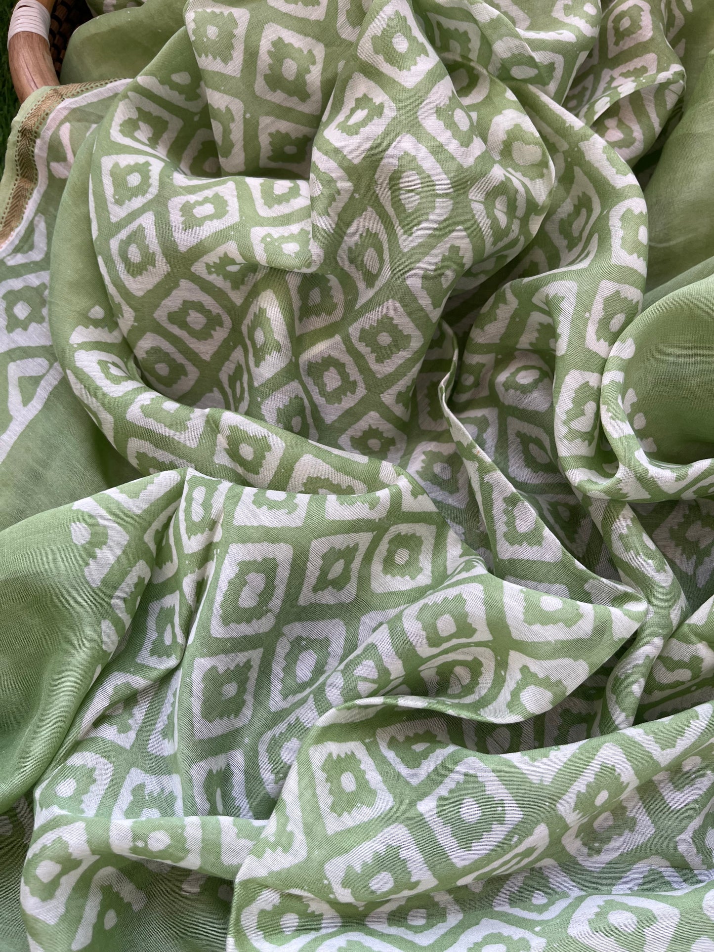 Cotton ajrakh kurta chanderi baatik dupatta