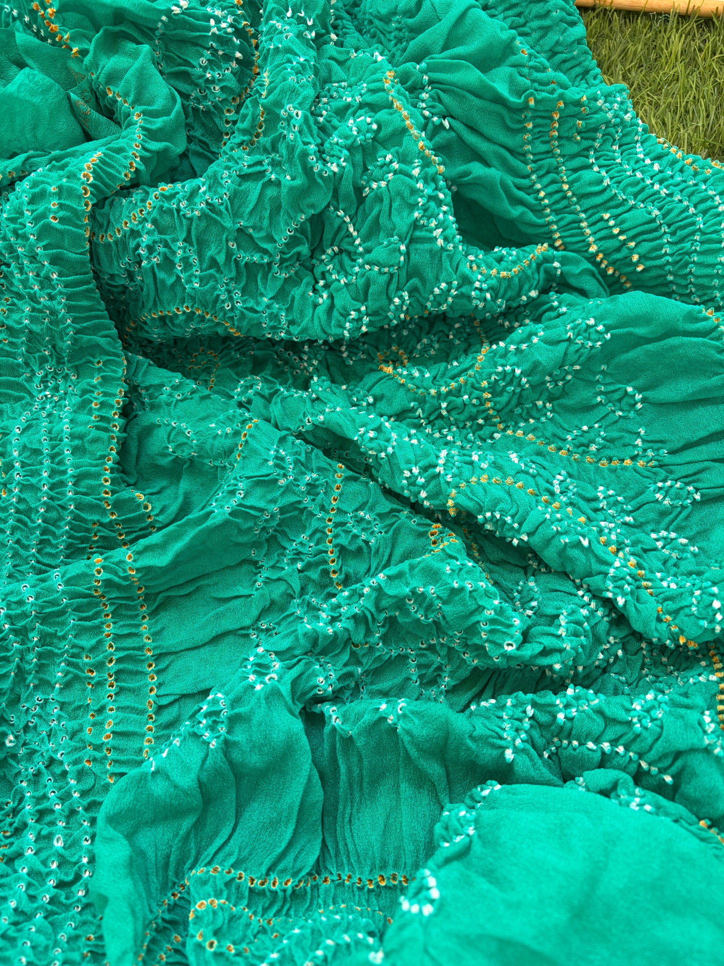 Handwoven Cotton knot work embroidered kurta fabric bandhani Dupatta