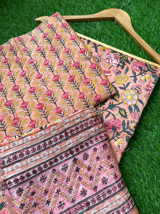 Block print chanderi Dupatta Kurta bottom