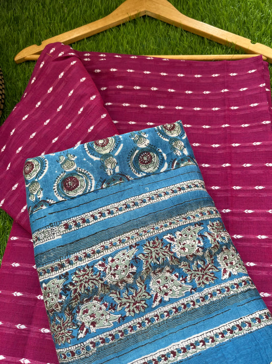 Mangalgiri Cotton kurta bottom fabric chanderi dupatta