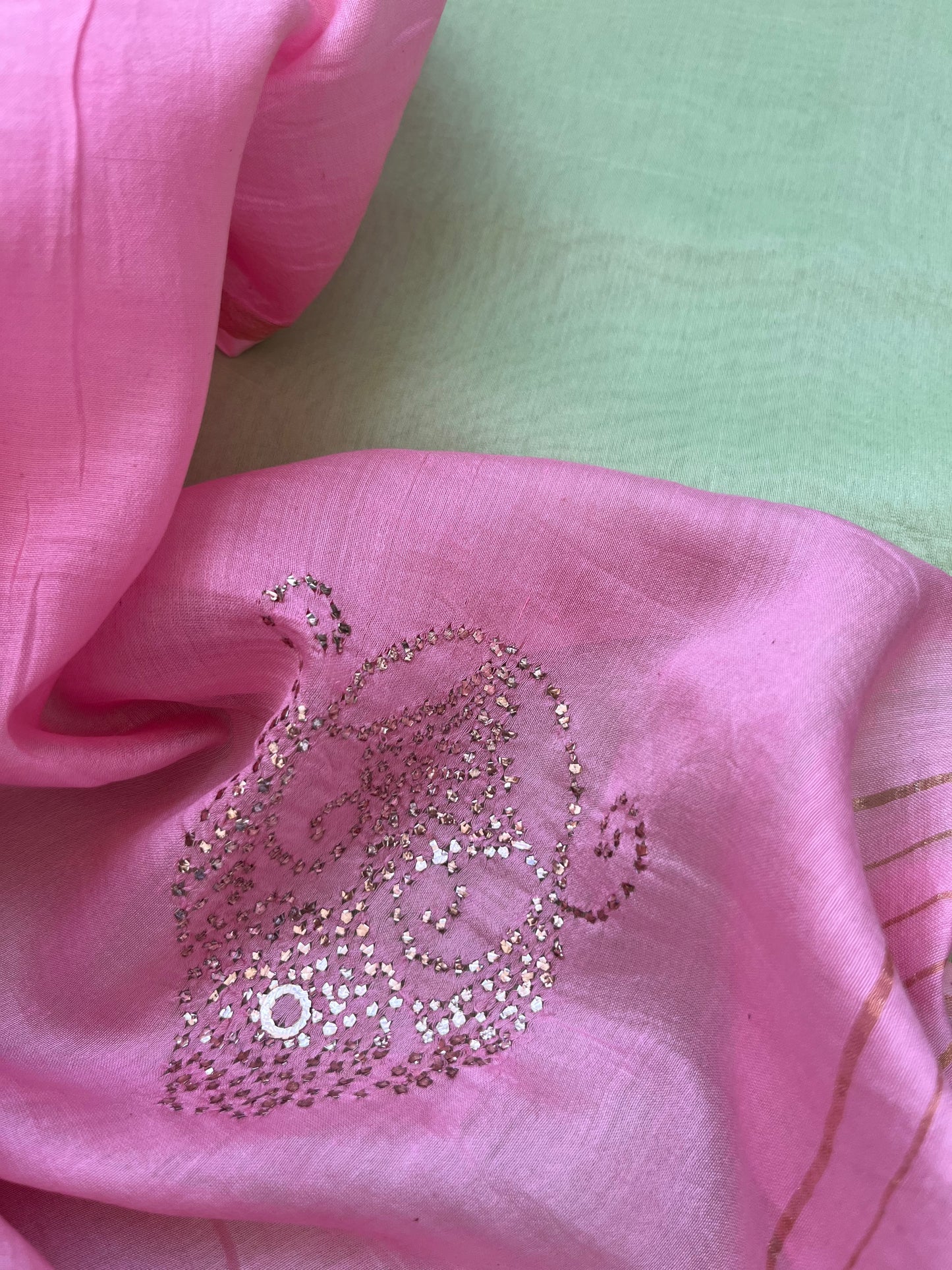 Chanderi Mukaish work Dupatta plain suit fabric