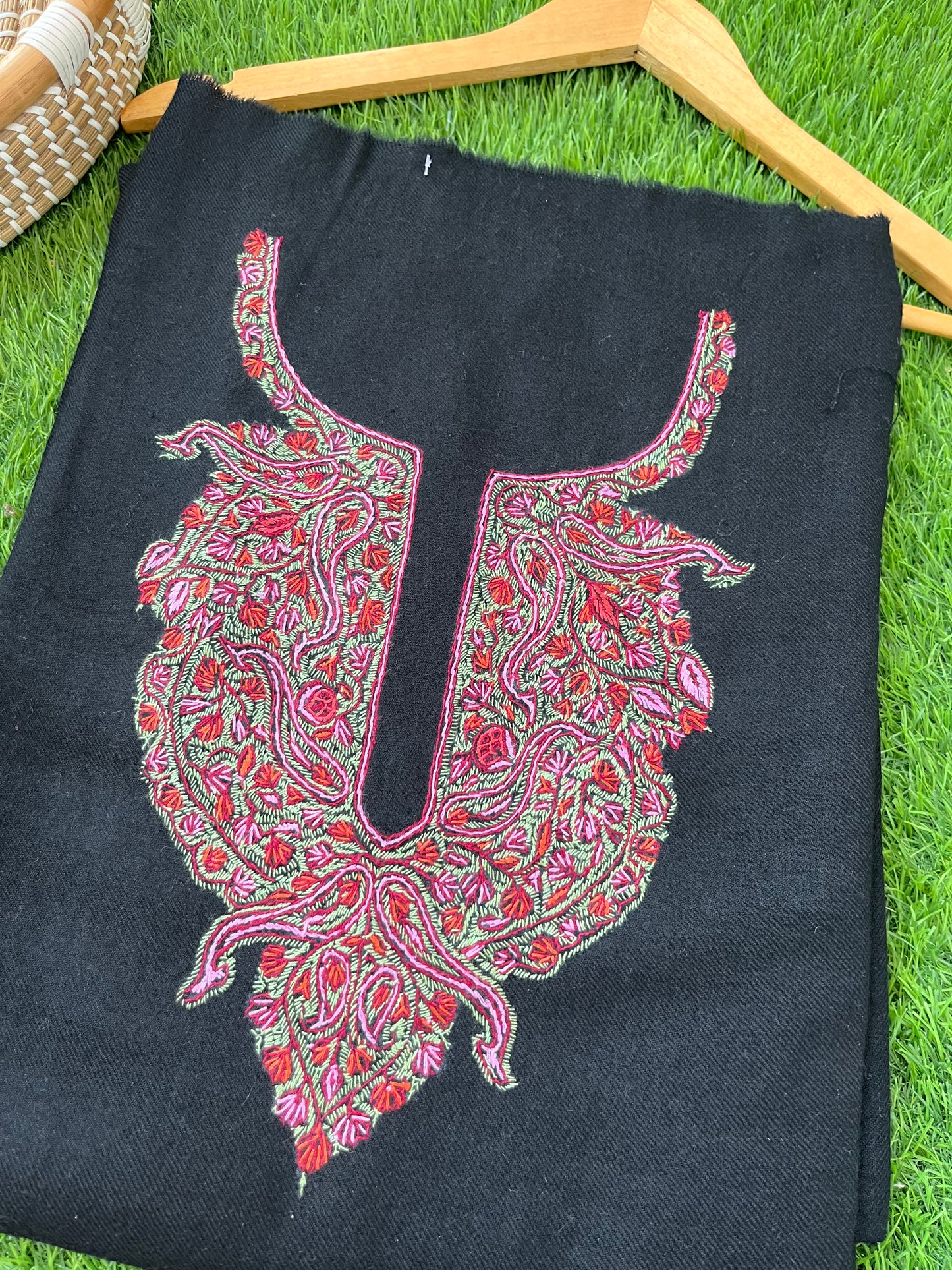 Woollen sozni hand embroidered suit