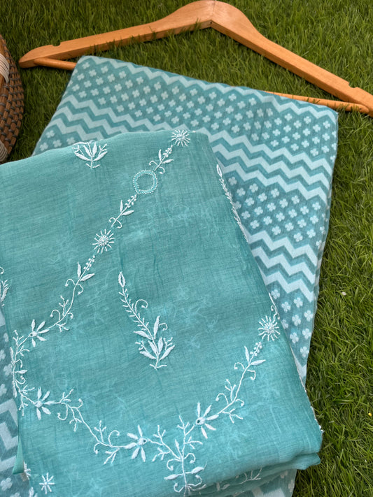 Jaamdani kurta chikankari dupatta