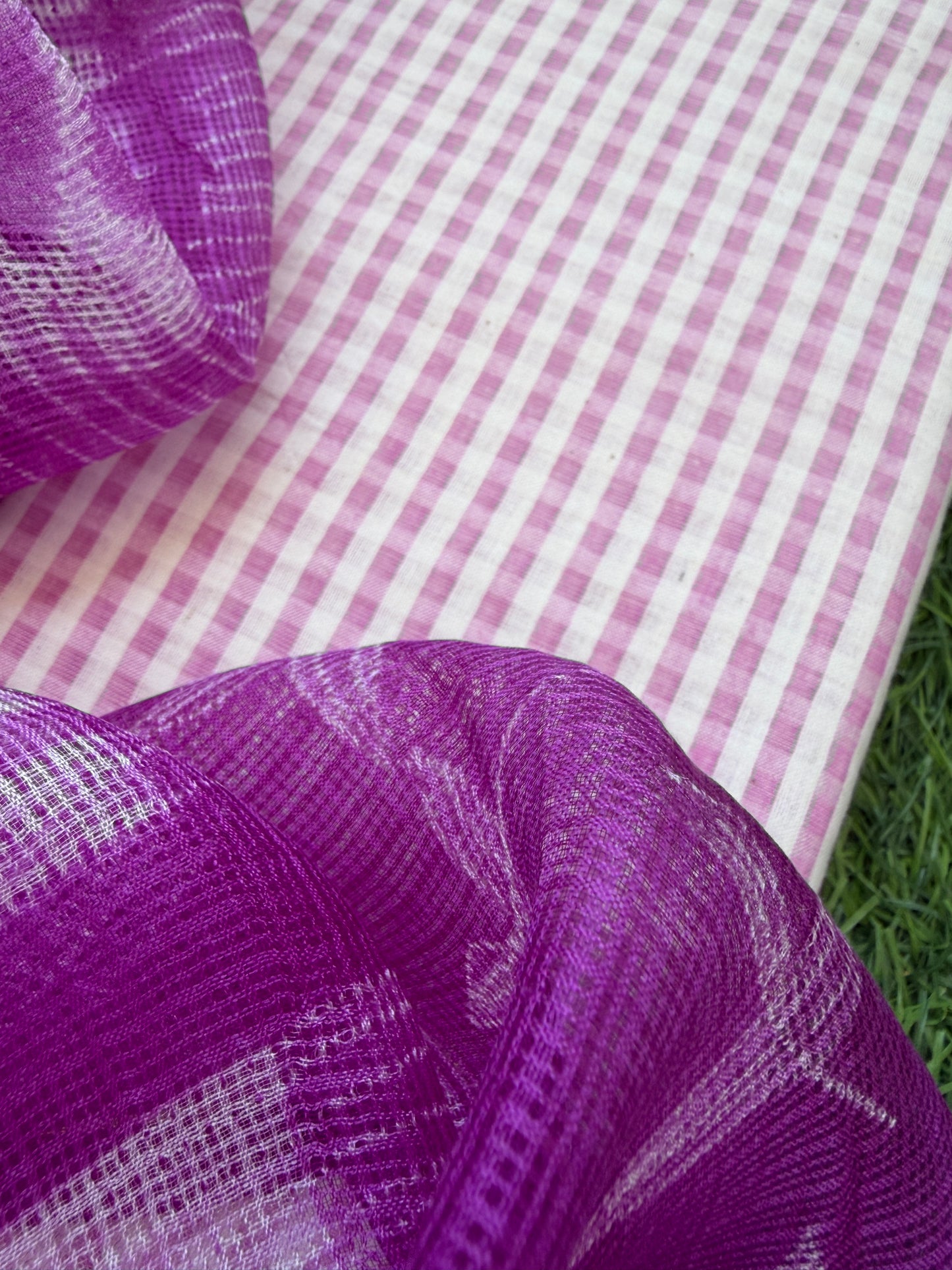 Muslin Khadi check kurta fabric kota silk dupatta