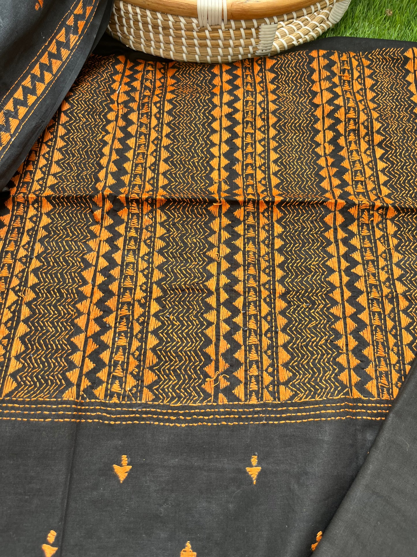 Handwoven Cotton Kantha Kurta Dupatta