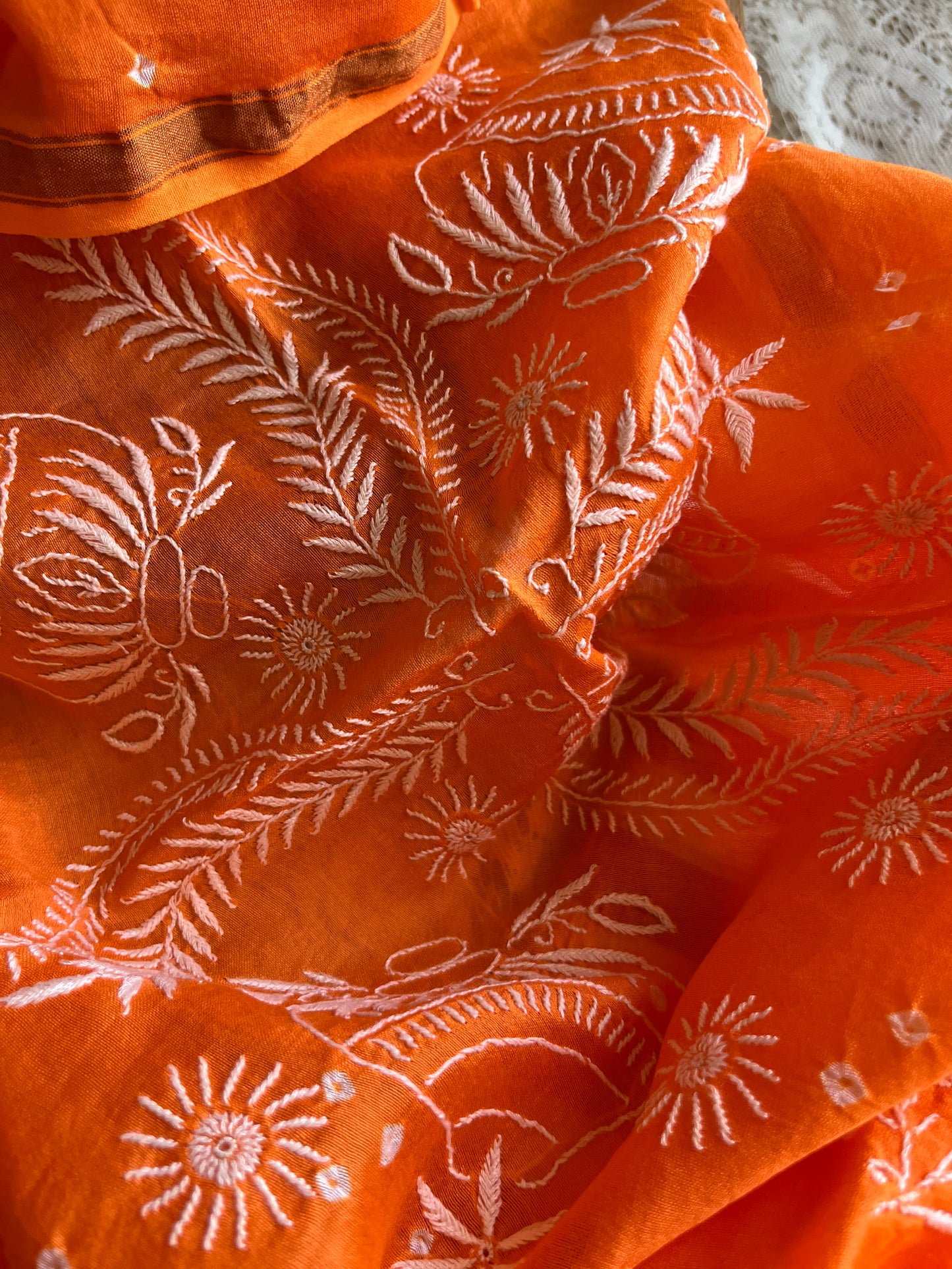 Cotton kurta bottom chikankari dupatta