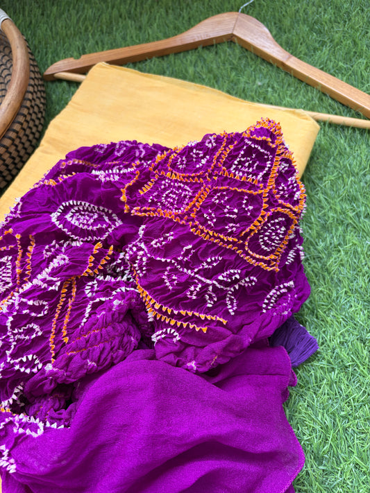 Muslin khadi kurta pure chinon bandhani dupatta