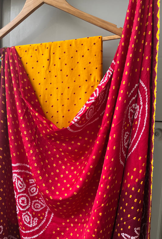 Gajji silk Bandhani dupatta kurta