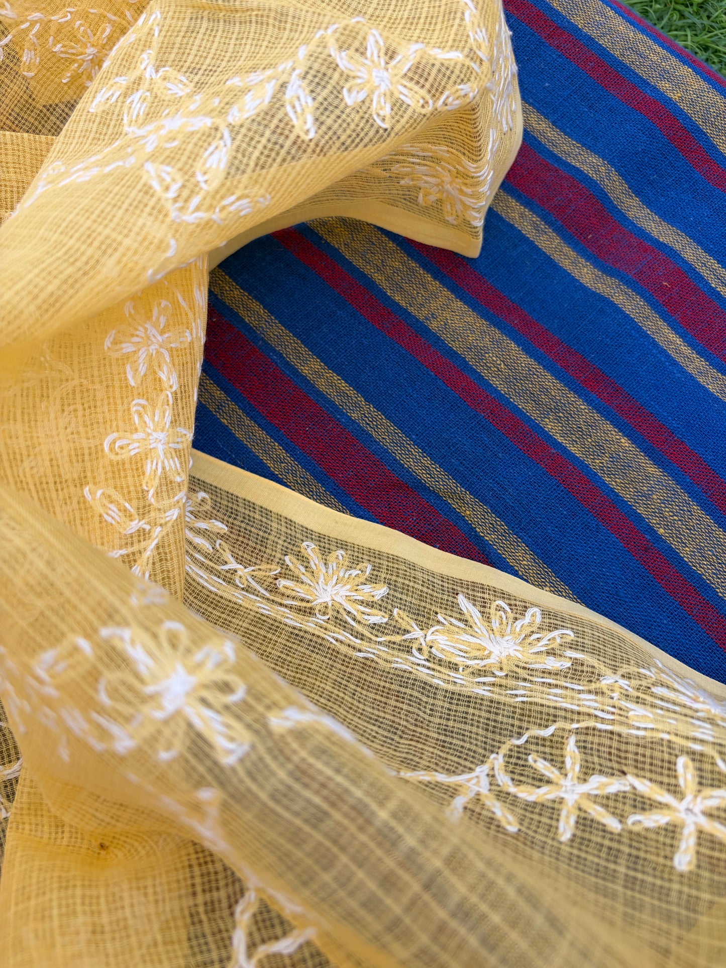 Kala cotton striped kurta bottom chikankari dupatta