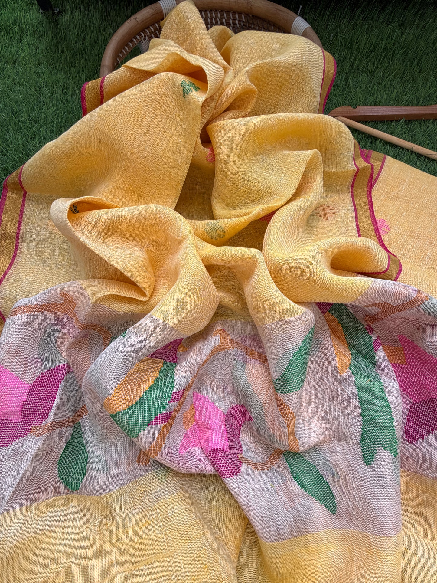 Linen Jaamdani kurta dupatta