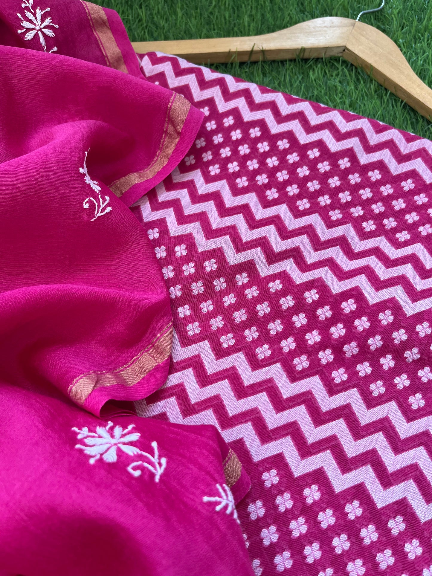 Jaamdani kurta chikankari dupatta