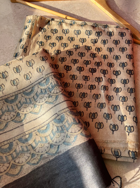 Tussar silk Ajrakh Kurta and dupatta