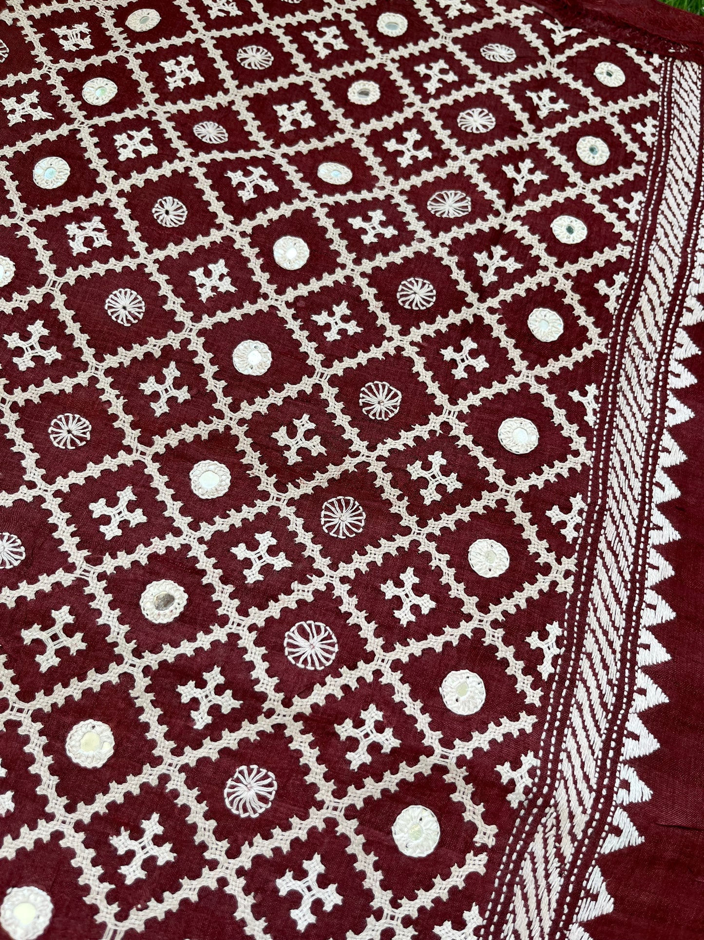 Silk Kantha work kurta fabric