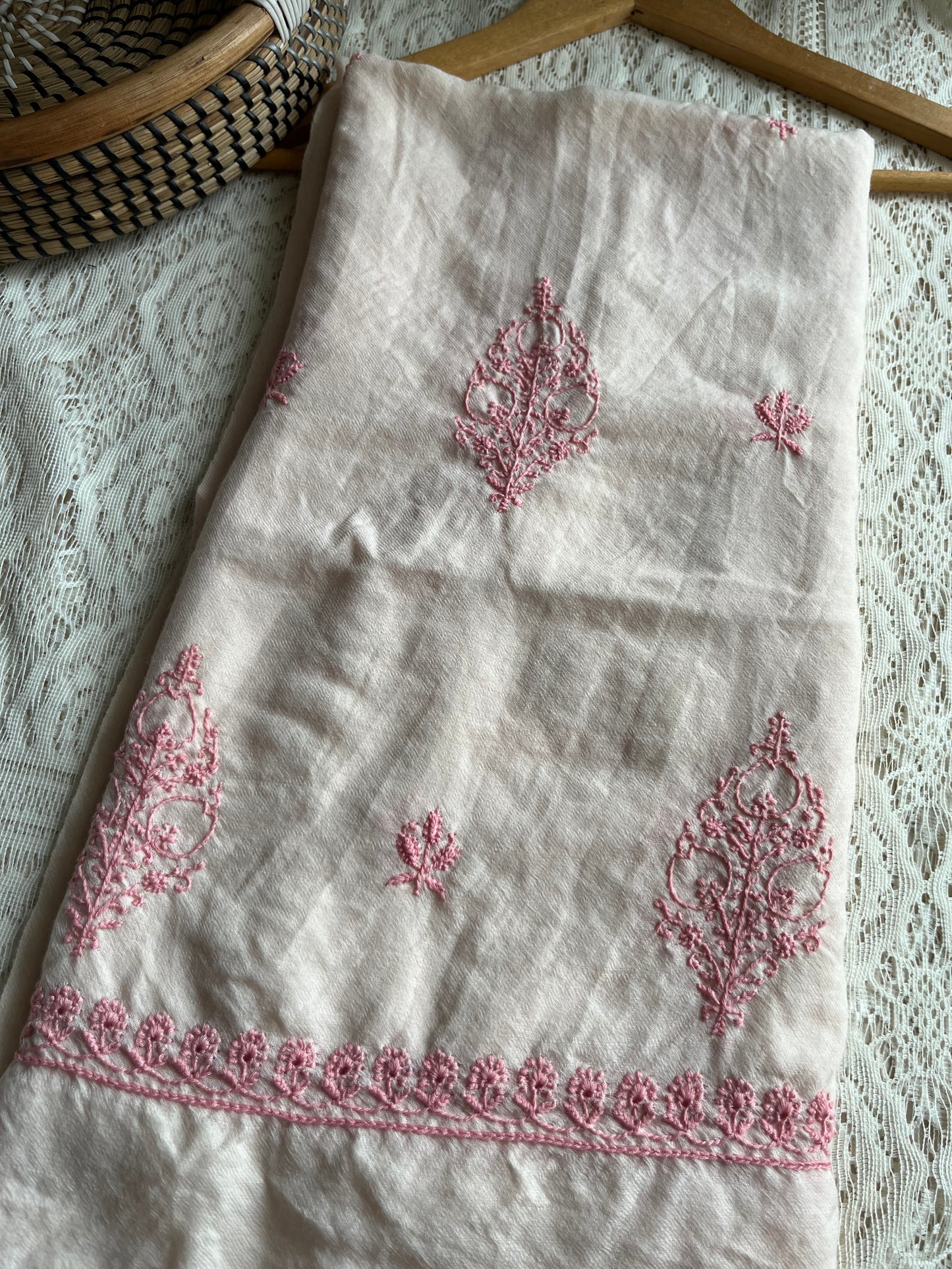 Pure wool chikankari shawl