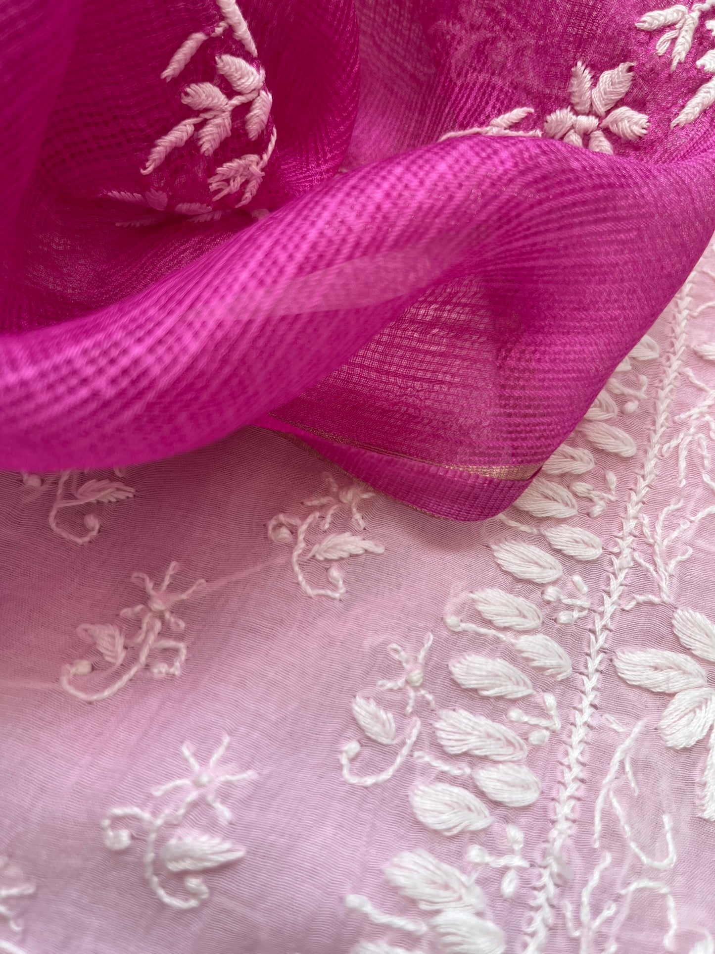 Chanderi Chikankari Kurta kota silk Dupatta