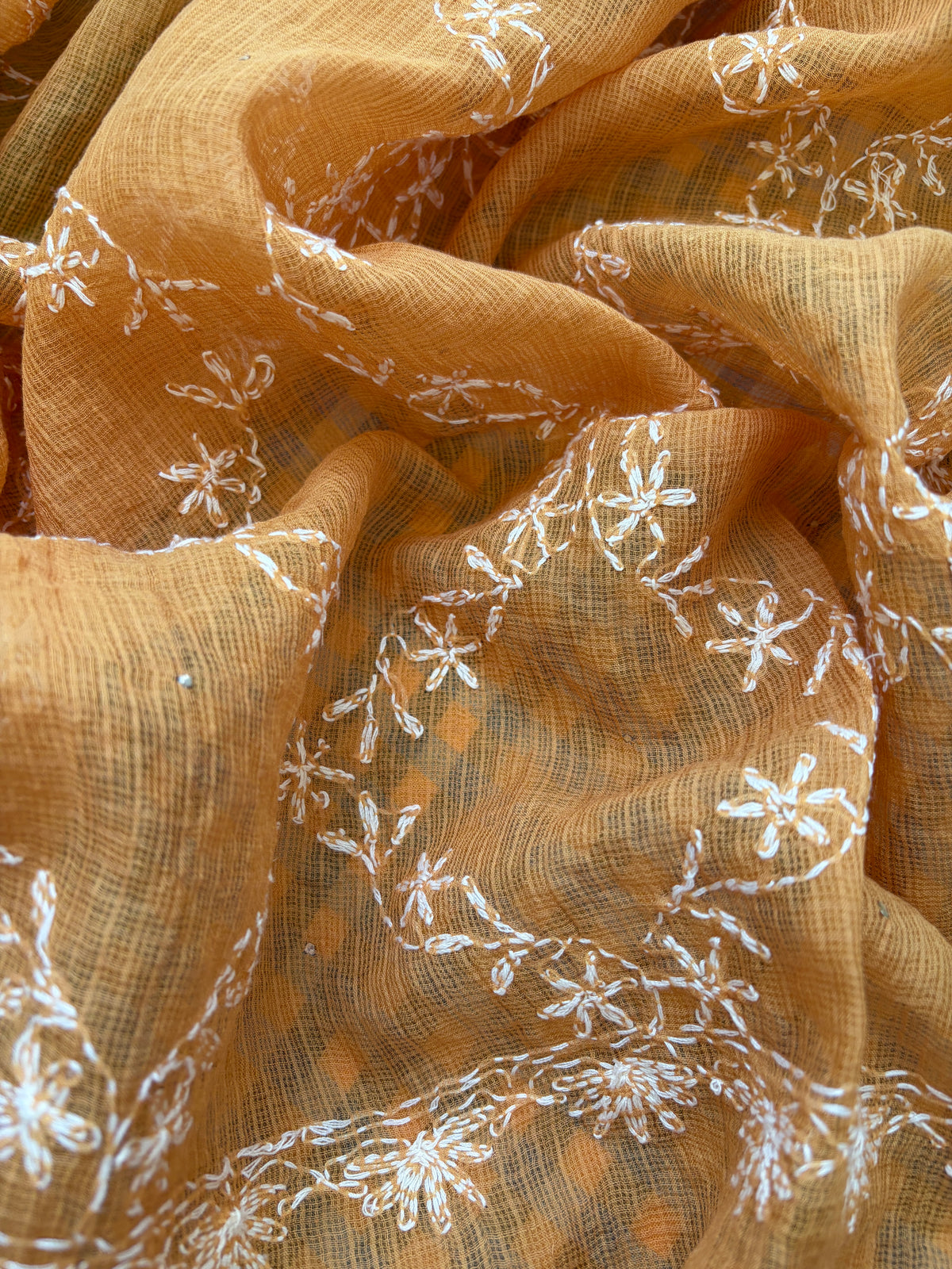 Khadi cotton check kurta fabric kota dupatta