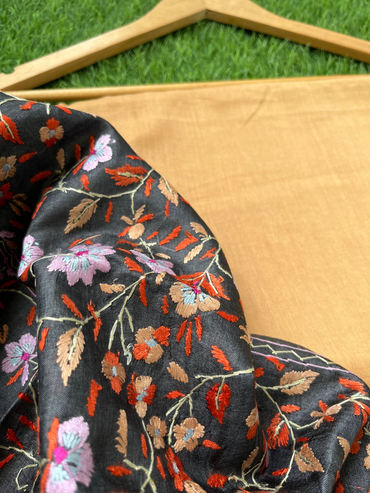 Silk needle work Dupatta chanderi silk kurta Bottom fabric