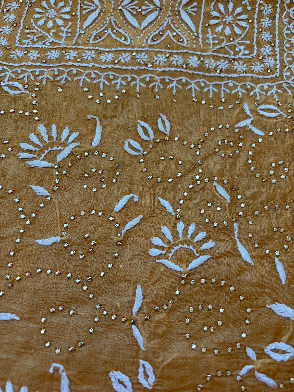 Tussar Silk Chikankari mukaish work Kurta