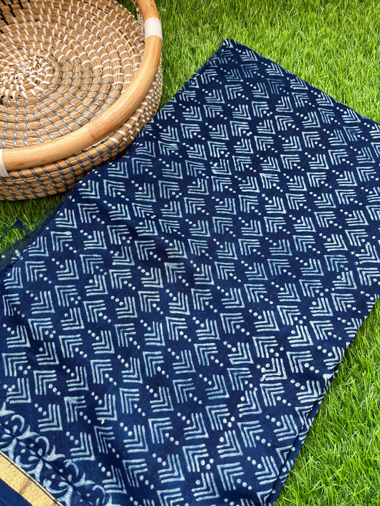 Chanderi indigo fabric