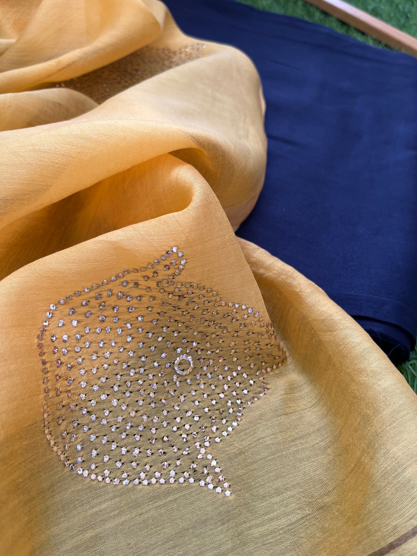 Chanderi Mukaish work Dupatta plain suit fabric