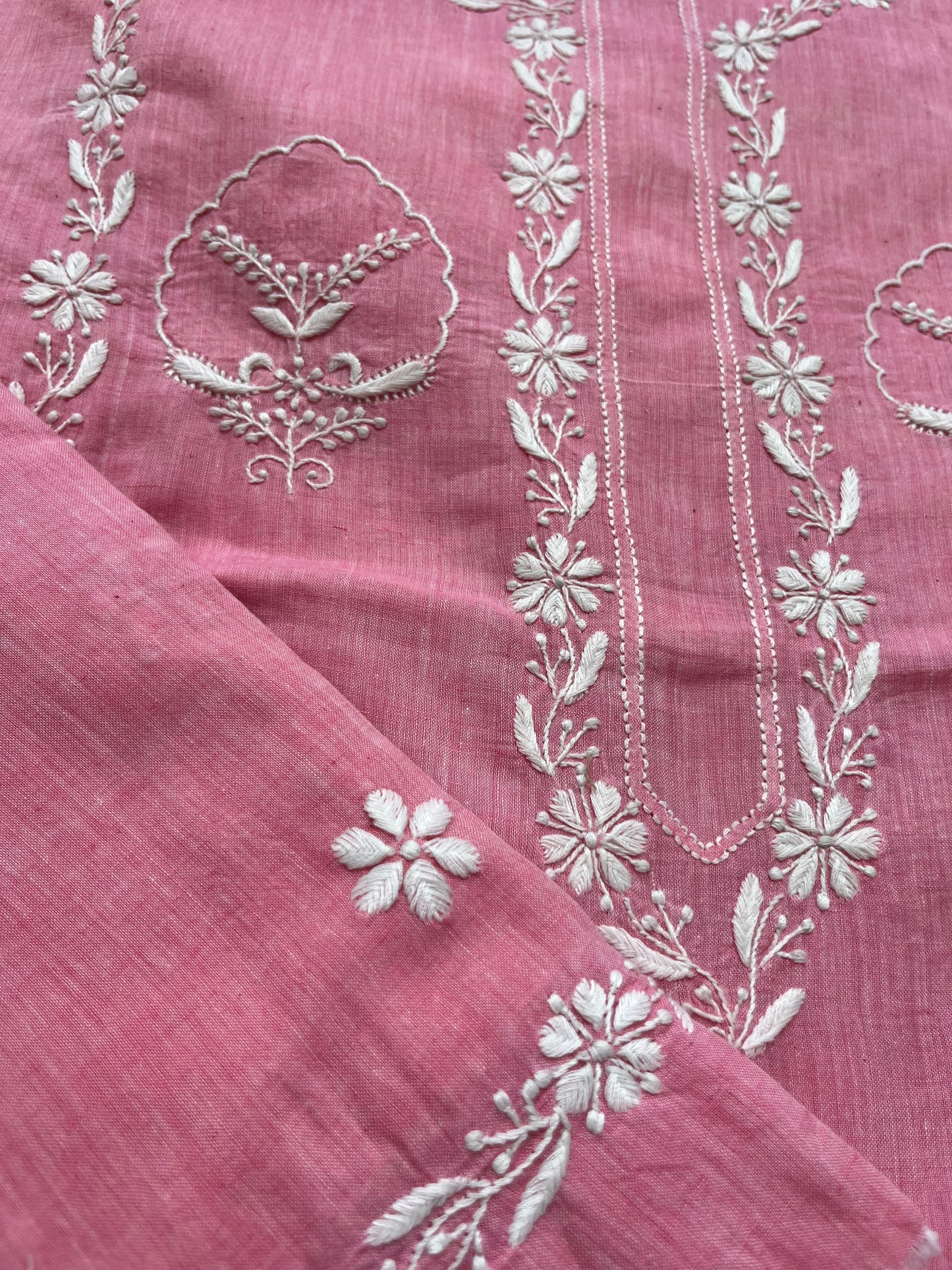Cotton khadi mul chikan kurta bottom