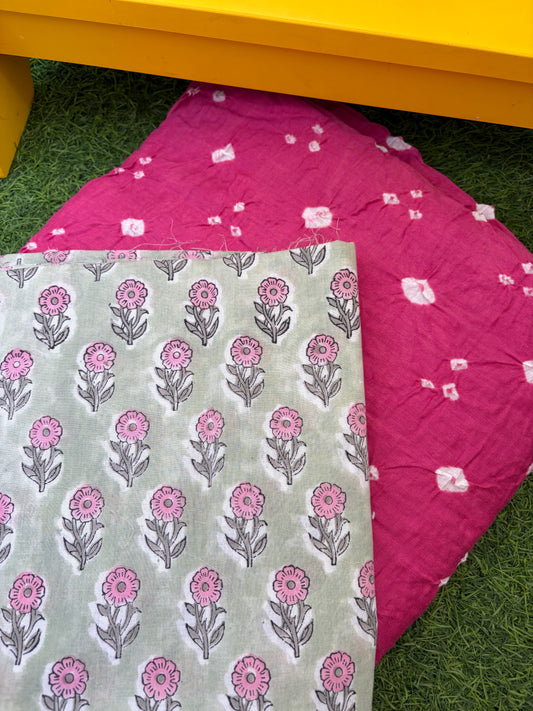 Cotton bandhani and print set