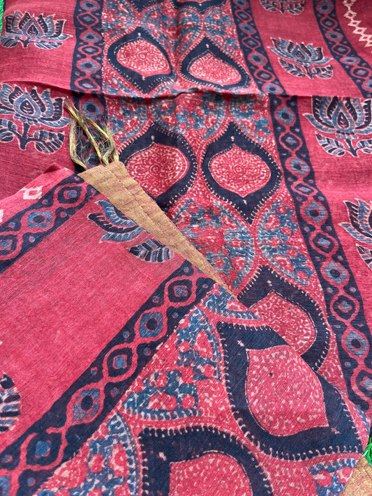 Linen Ajrakh Kurta and dupatta