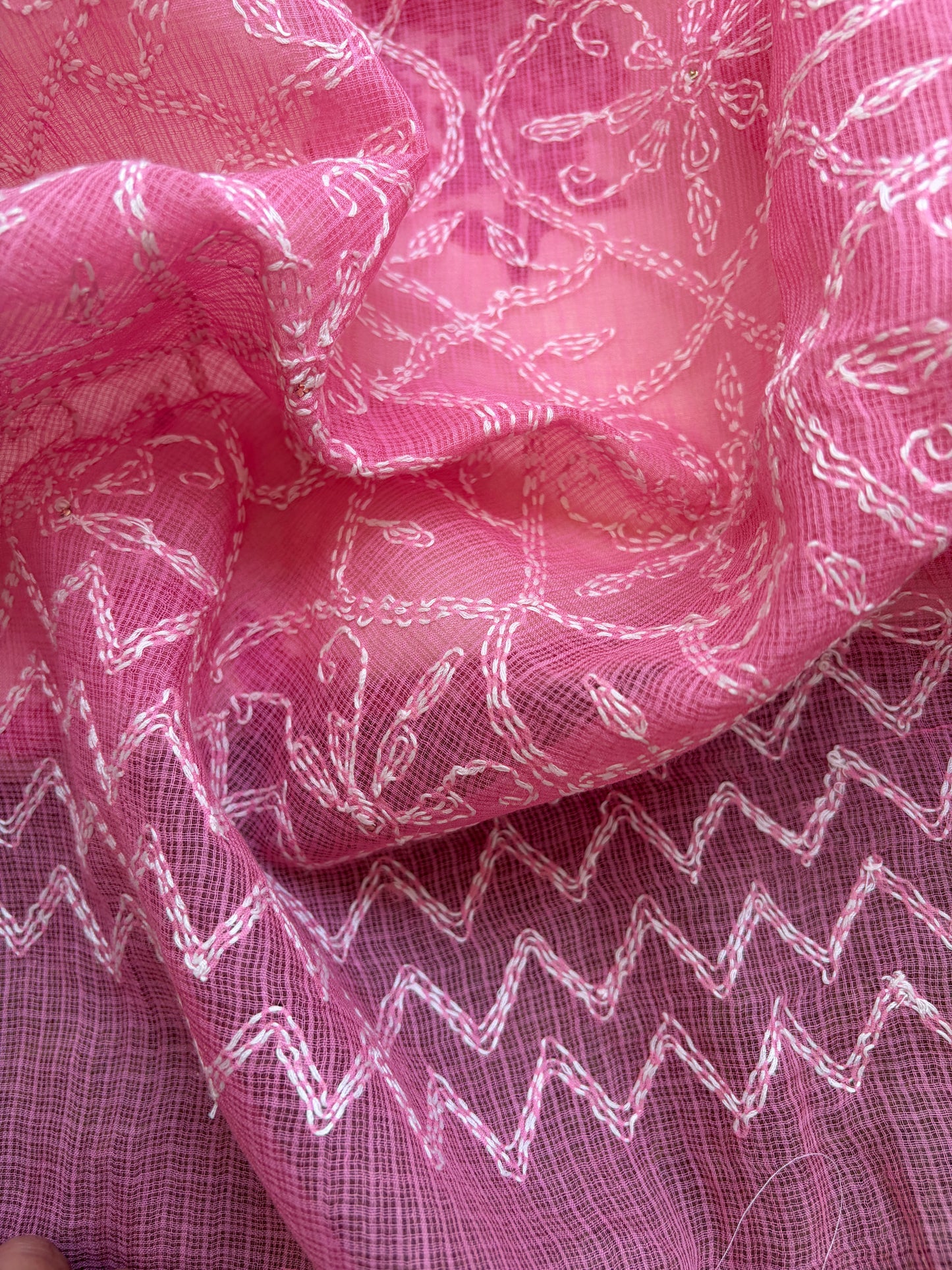 Cotton kurta bottom Kota Doria chikankari dupatta