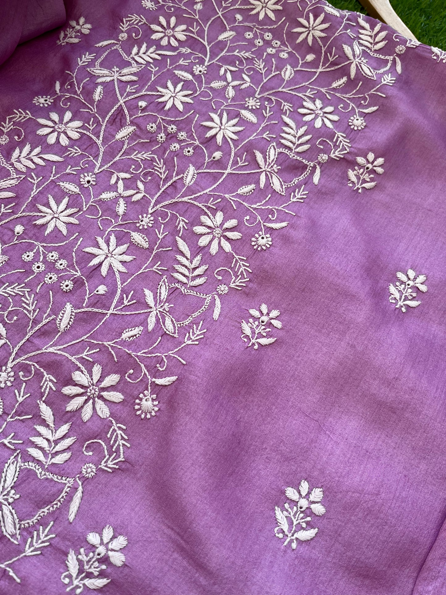 Tussar Silk Chikankari kurta Dupatta