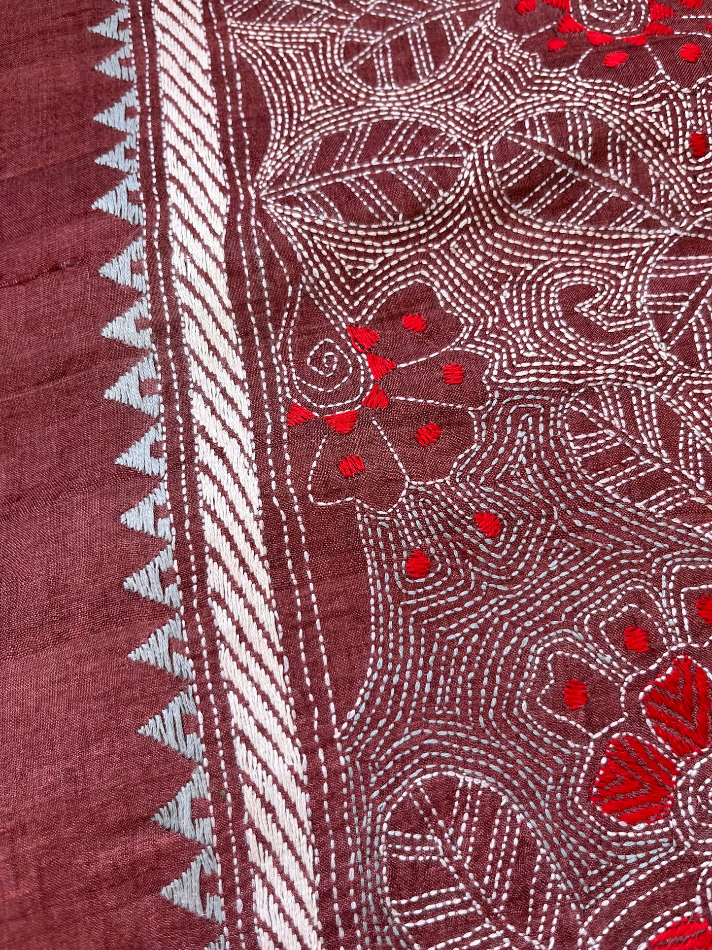 Silk Kantha work kurta fabric