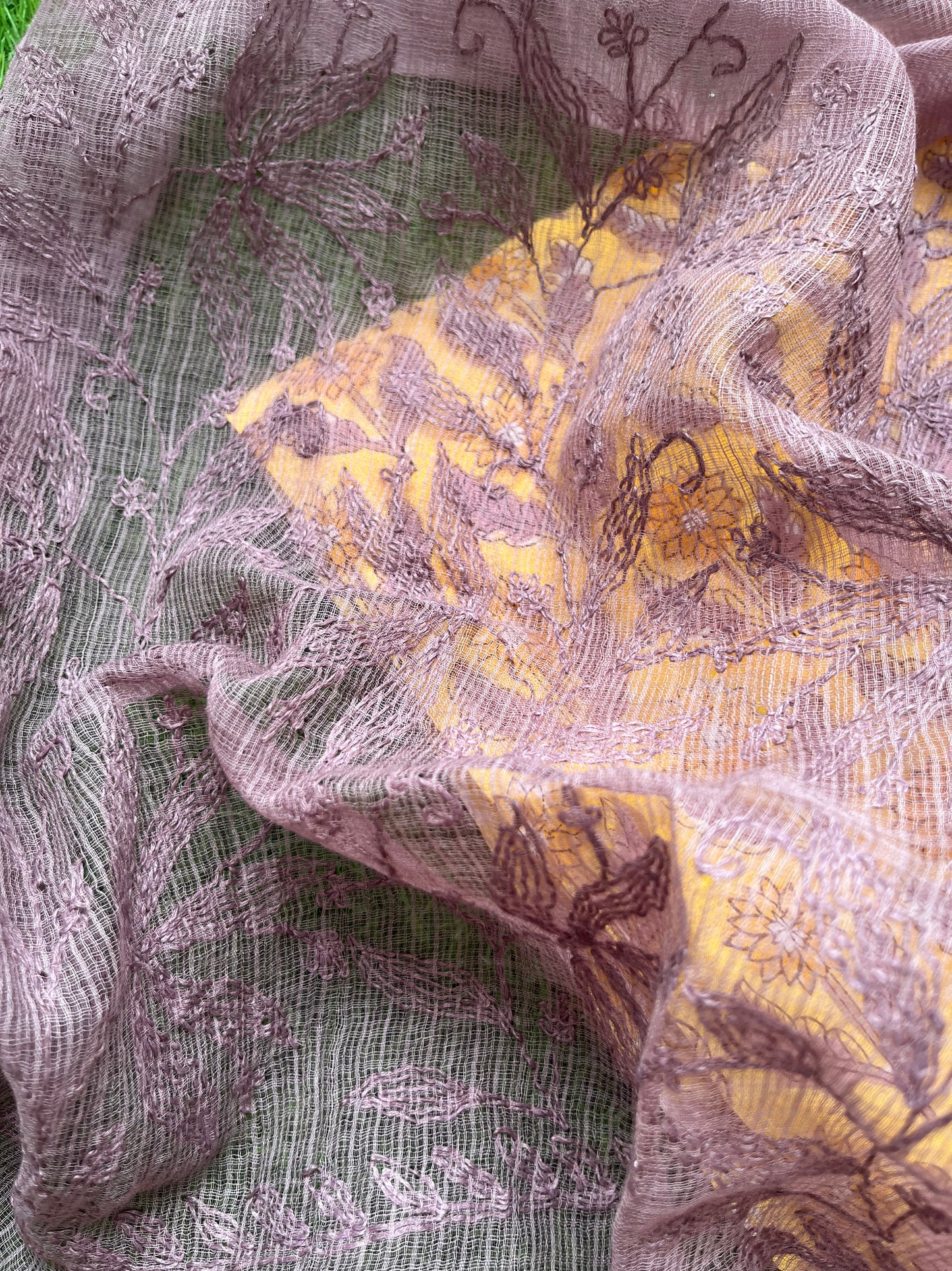 Kota Chikankari Dupatta with print kurta bottom Fabric