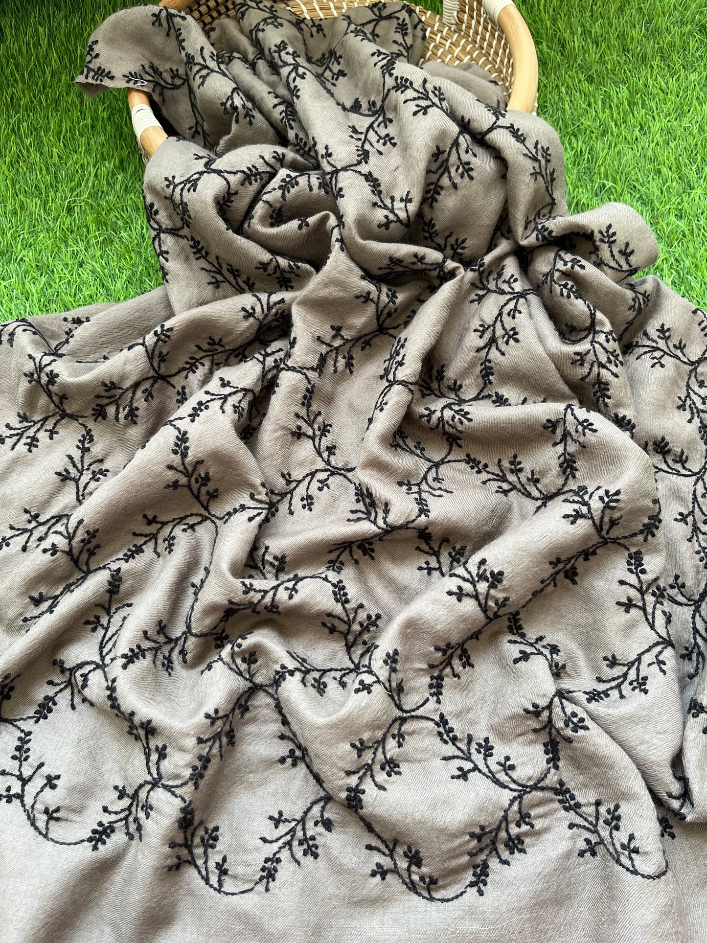 Pure wool chikankari shawl