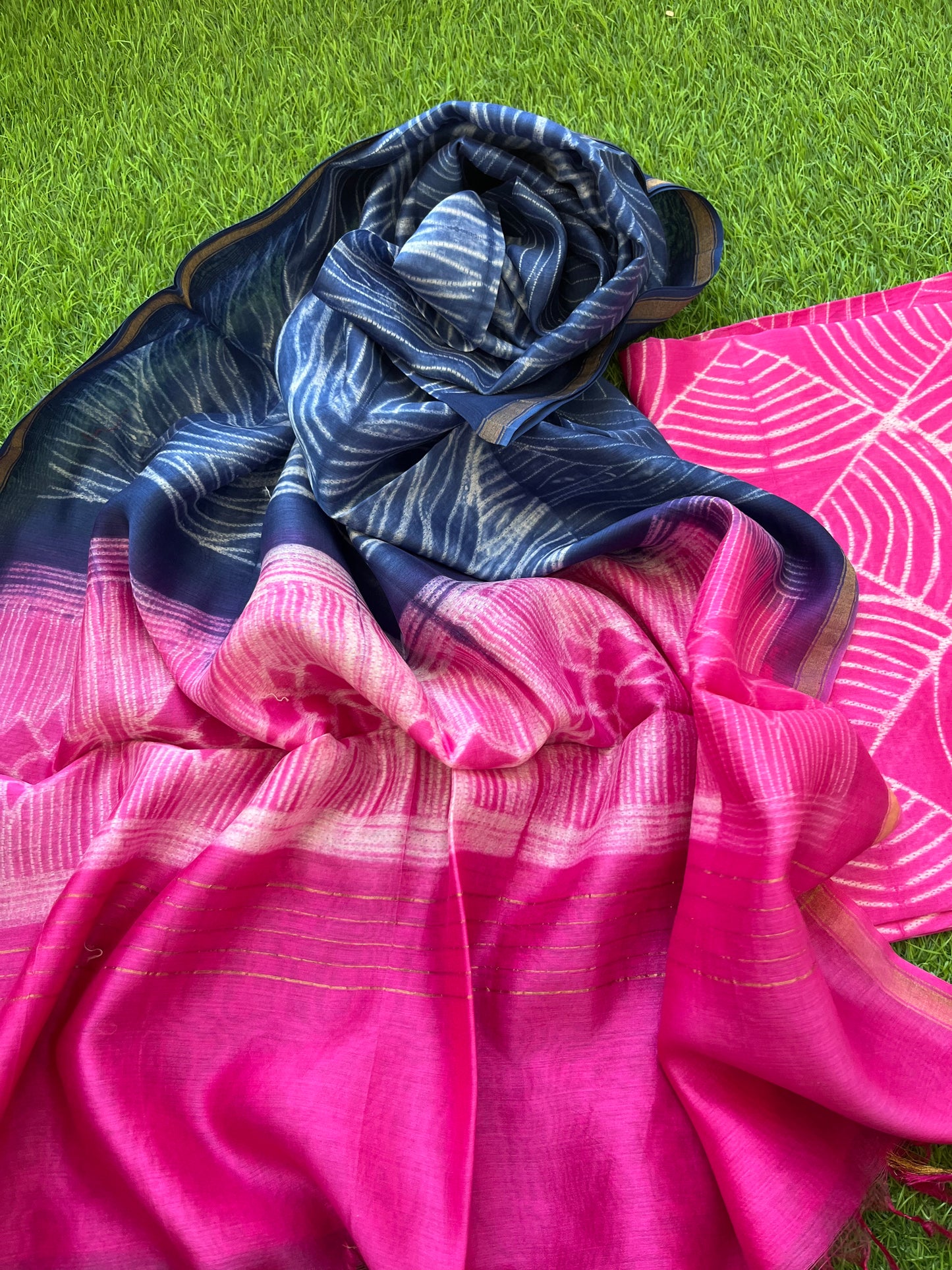 Shibori chanderi kurta dupatta