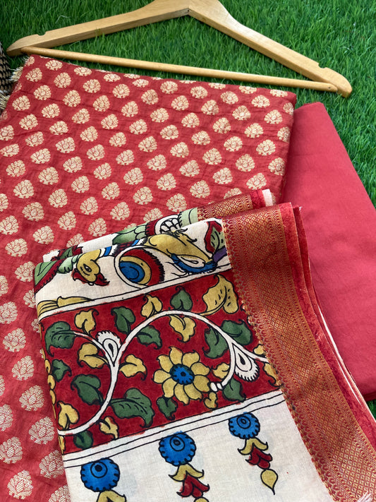 Kalamkari Dupatta with banarasi chanderi kurta glace cotton Bottom Fabric