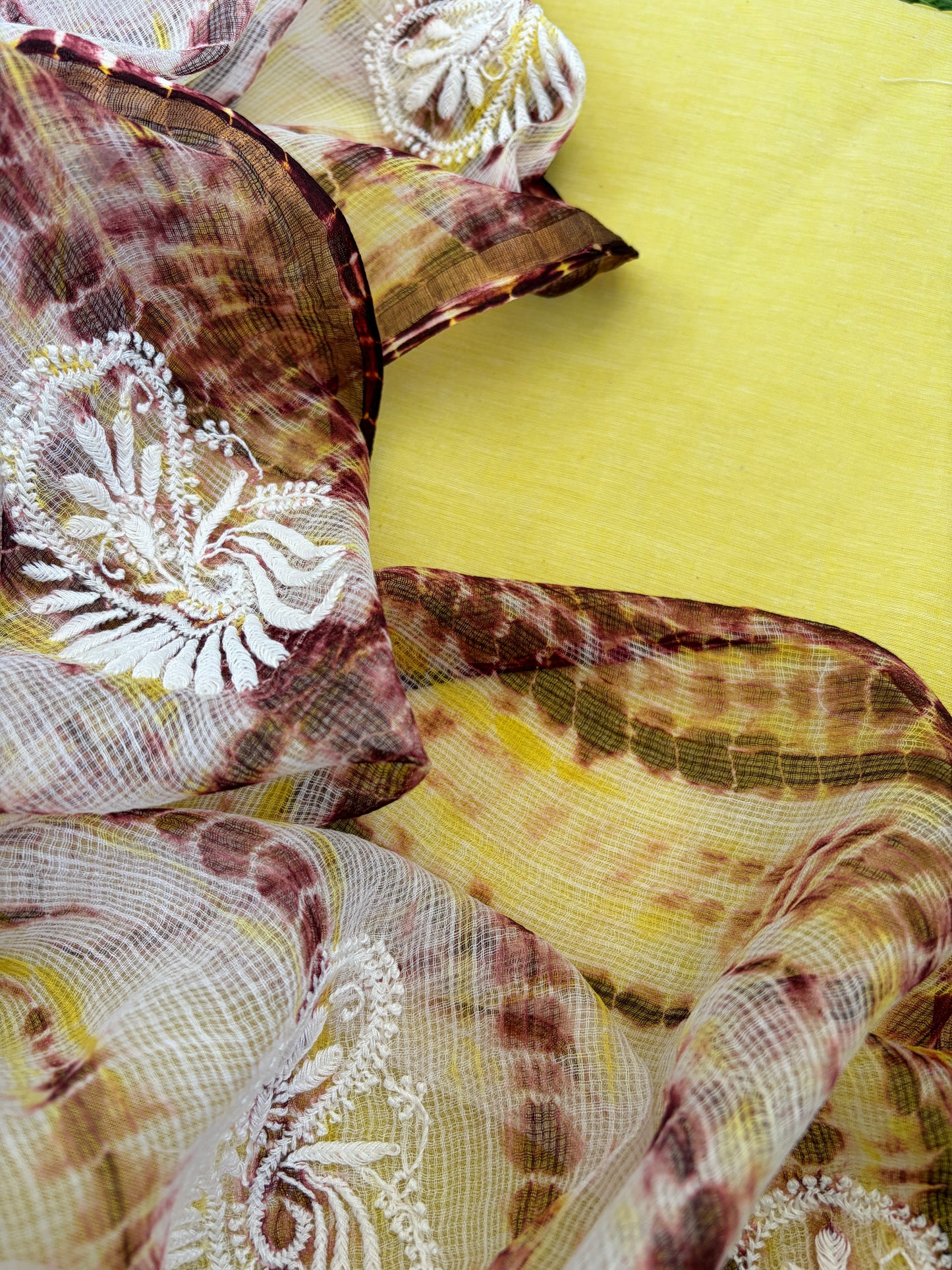 Mangalgiri kurta bottom Kota Doria chikankari dupatta