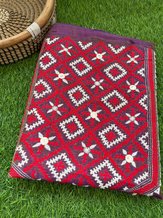 Silk sindhi (khumucha) work kurta fabric