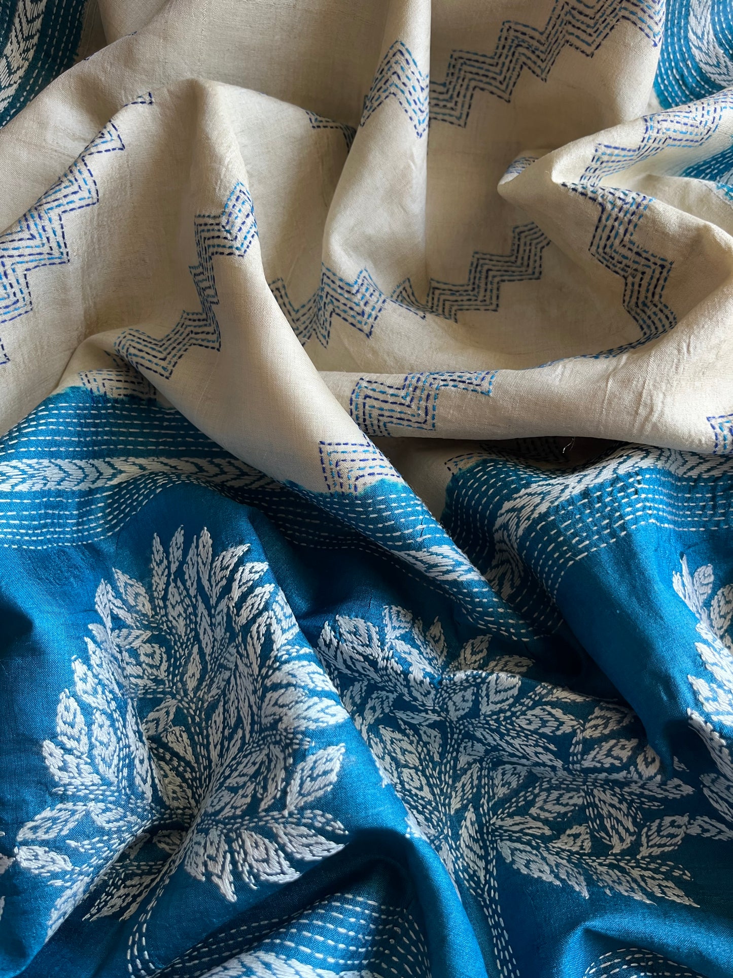 Silk Kantha Dupatta kurta Bottom fabric